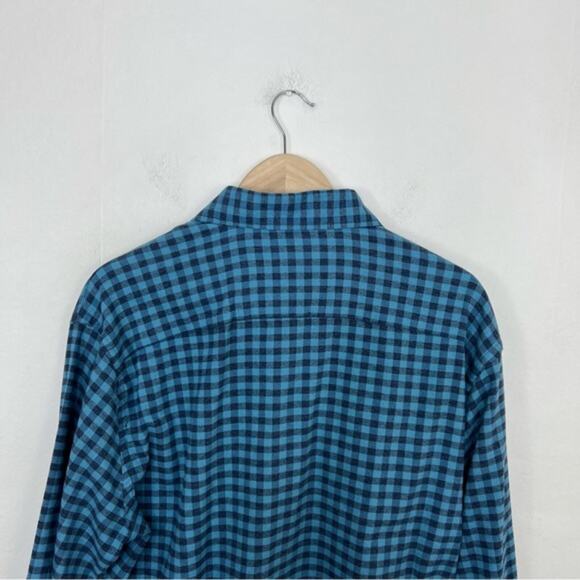 Peter Millar Crown Sport Blue Vedder Gingham Shirt Performance Flannel Size L - Picture 6 of 13